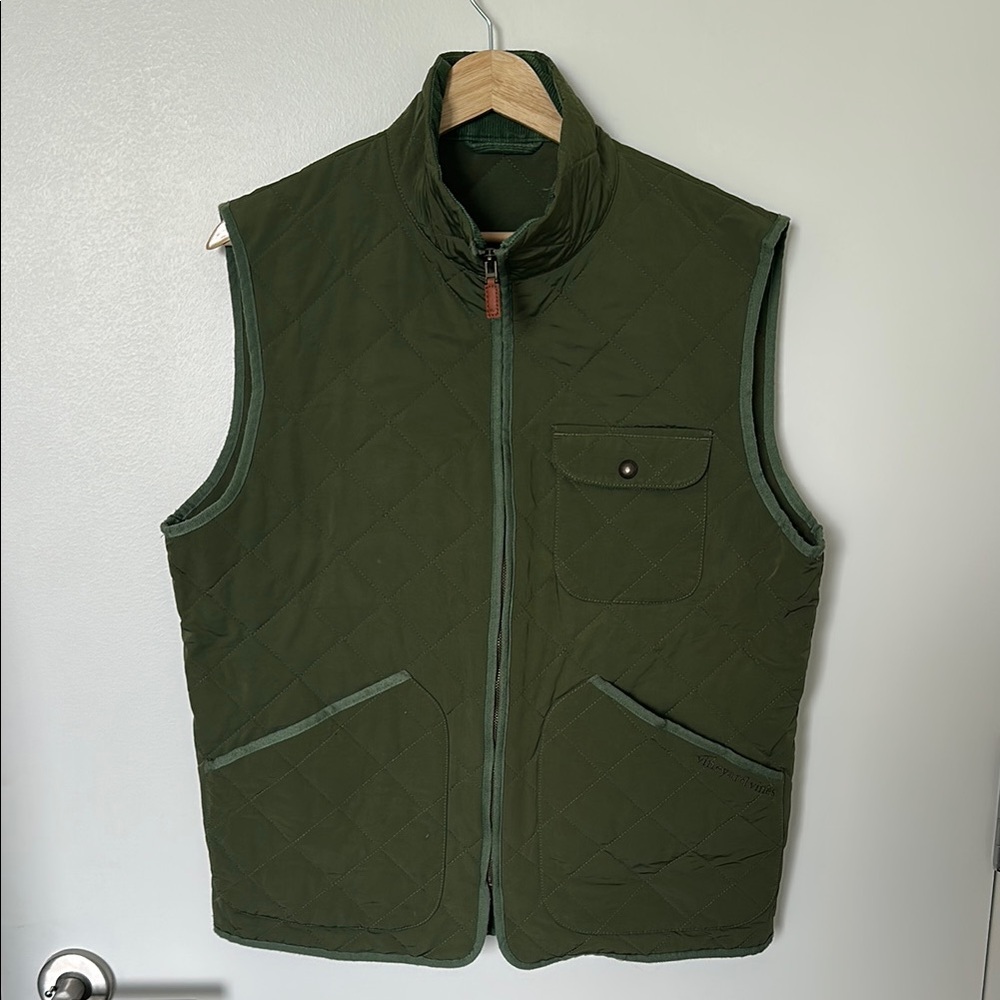 Vineyard Vines Green Fleece Vest Stand-Up Collar
